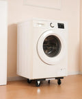 Lightweight Polypropylene Dolly With 200 Lb Capacity under washing machine, showing easy roll design and durable casters.