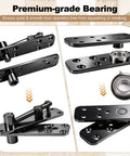 Heavy Hitter Hidden Door Pivot Hinge With Slick 360 Degree Rotation And Rock Solid Stainless Steel Hardware Kit For Secret Bookshelf And Swing Door Upgrades In Sleek Matte Black Finish showcasing premium-grade bearing for smooth operation.