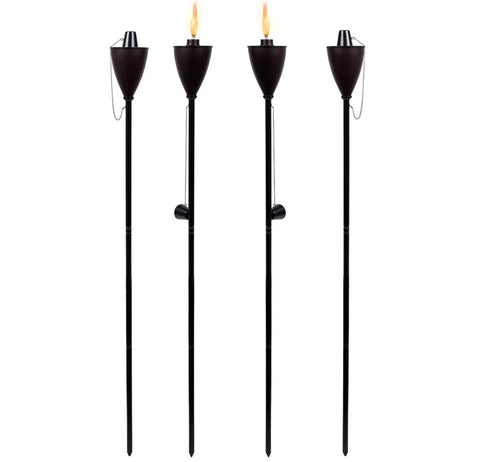 Conical Bronze Outdoor Torch Set For Backyards And Patios, Weather Resistant And Citronella Oil Compatible, Durable 4 Pack