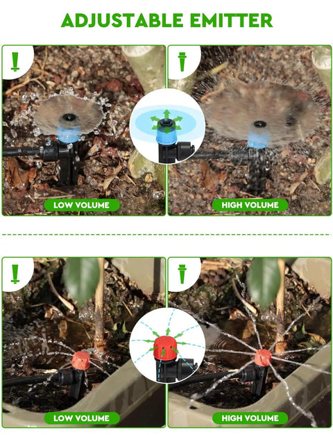 Effortless Drip Irrigation Kit With Forty Feet Of One Half Inch Mainline And One Hundred Feet Of One Quarter Inch Tubing, Adjustable Emitters