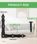 Decorative L Shaped Corner Brackets Set Of 10 In Rustic Black Finish, size 100x100x15mm, displayed with screws