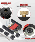 Premium Bearing Roller Featherboards Offer Dead Nuts Kickback Control Sweet Thin Rip Jig And Dependable Table Saw Guide For Router Table Fence Custom Carpentry parts including aluminum alloy frame, brass knob, and bearing rollers.