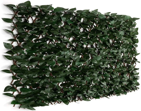 Expandable Fence Privacy Screen With Faux Ivy Fencing Panel For Balcony Patio Outdoor Use 16x45 Inch Closed To 92 Inch Wide FSC Certified Willow Frame Low Maintenance Garden Backyard Home Decor