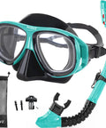 Nearsighted Dry Snorkel Mask Set for Adults and Youth with Detachable Camera Mount, Anti Fog Tempered Glass, Adjustable Strap.
