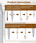 Product instructions for Five Pack Tungsten Carbide Scriber Set With 25 Replacement Tips Magnetic Engraving Pen And A 6 Inch Stainless Steel Ruler