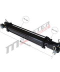 Double Acting Tie-Rod Hydraulic Cylinder for Agriculture 2500 PSI, 2.5 Inch Bore, 12 Inch Stroke, 1.125 Inch Rod, 3/8 Inch NPT Ports, 2.88 Inch Outer Diameter, Agriculture Standard and Heavy Duty Lift, black cylinder