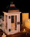 Memorial Lantern For Dad Loss Sympathy Gift Flameless Candle Light Remembrance Lantern with flowers and glowing candles