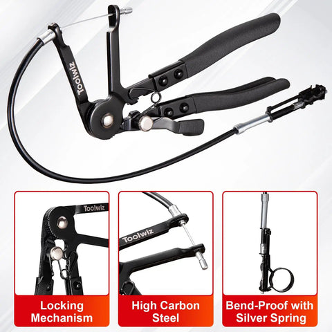 Four Piece Radiator Hose Clamp Pliers Set With Long Reach 27 Inch Wire Spring Flat Band Remover And Clic R Type Hand Tools