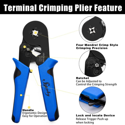 Self Adjusting Ferrule Crimping Tool Kit With 1200 Wire Terminals AWG 28 8 Auto Ratchet Crimper Pro Grade Ferrule Connectors