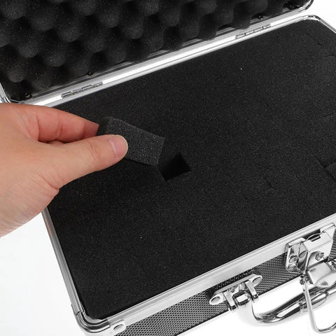 Interior foam padding of Heavy Duty Aluminum Tool Case With Handle For Home And Pros Large Capacity Portable Toolbox