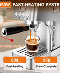 Professional 20 Bar Espresso Machine With Visible Pressure Gauge And Swivel Steam Wand For Silky Milk Foam And Smooth Operator Performance Daily Countertop Coffee Maker brewing espresso in 20 seconds with fast-heating system.