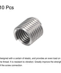 Heavy Duty Wire Thread Inserts 1/2-13 UNC Helical Coiled Type For Thread Repair 304 Stainless Steel, 1.5D Nominal Length, 15mm Overall, Rust Resistant, Pack Of 10 shown in close-up view.