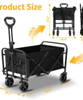 Heavy Duty Collapsible Wagon Cart With Wheels For Easy Grocery Runs And Outdoor Hauls, 220-Lb Capacity, Lightweight Portable Utility Cart