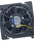 Front view of DV4650-470 Cabinet Cooling Fan 230V 50Hz Axial Airflow Fan with 119mm blade, shown mounted on bracket.