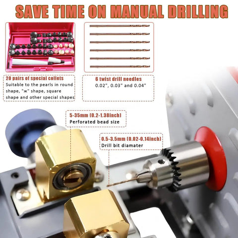 20 pairs of special collets and twist drill needles for the Trade In The Hand Crank Hustle For This 680W Professional Jewelry Drill Press.