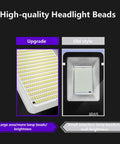 High-quality Headlight Beads comparison showing upgraded large area design vs. old style small LED setup for better brightness.