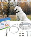 Heavy Duty Outdoor Dog Run Cable System With 75 Ft Tie Out And 10 Ft Runner Cable For Dogs Up To 125 Lbs, Trolley Style Zip Line Leash