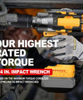 Top Tier Cordless Impact Wrench 3/4 Inch showing maximum torque features during heavy-duty use with brushless motor.