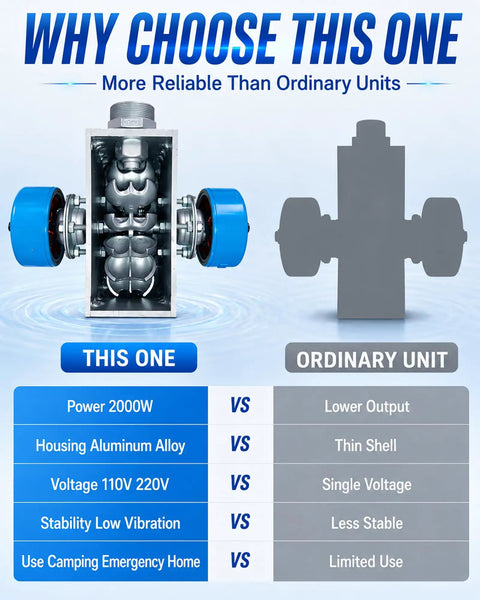 Comparison of 2000W Micro Hydro Generator Pelton Turbine Portable Hydroelectric Power System with ordinary unit