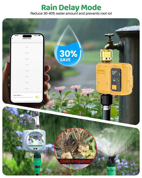 Smart Water Timer 1 Zone Garden Hose With WiFi Remote App And Voice Control for lawn irrigation with rain delay mode