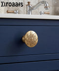 Champagne Bronze Cabinet Knobs Ten Pack Vintage Round Floral Hardware on navy cabinet