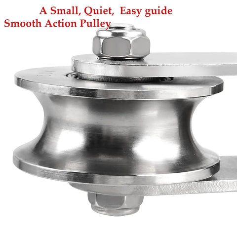 2 Inch U Type Swivel Pulley With 992 Lbs Load Capacity Heavy Duty 304 Stainless Steel Pulley Roller Super Silent Detachable 360 Degree Swivel Wheel And Spring Snap Hook, close-up