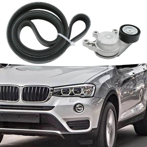 Drive Belt Tensioner And Ribbed V Belt Kit For BMW 228i 2014 2016 And X3 2013 2017 Replacement Part 11287618848 with car image