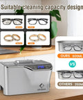 Ultrasonic Cleaner 45kHz 35W 20oz Digital Timer Pro Grade Jewelry Cleaner for Rings Coins Watches Dentures Silver Glasses with Watch Holder 600ml Powerful Yet Gentle Clean on counter