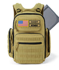 Military Style Diaper Backpack With Large Changing Pad And Insulated Compartments For Active Dads On The Go With Dad Gear For Hiking Travel Camping Army Inspired Tan