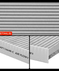 Close-up of Cabin Air Filter With Activated Carbon For Hyundai Santa Fe 2009 2011 And Kia Sorento 2011 2015 showing airflow direction marking.