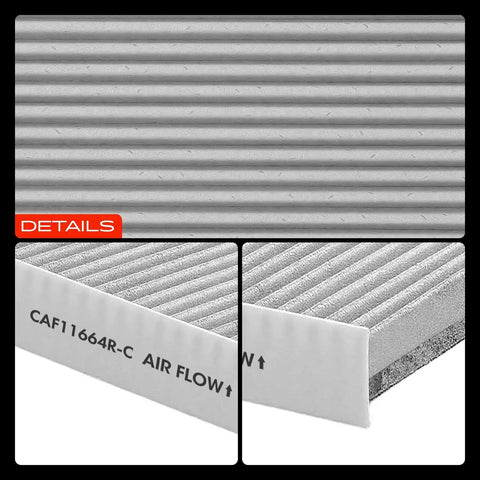 Close-up of Cabin Air Filter With Activated Carbon For Hyundai Santa Fe 2009 2011 And Kia Sorento 2011 2015 showing airflow direction marking.