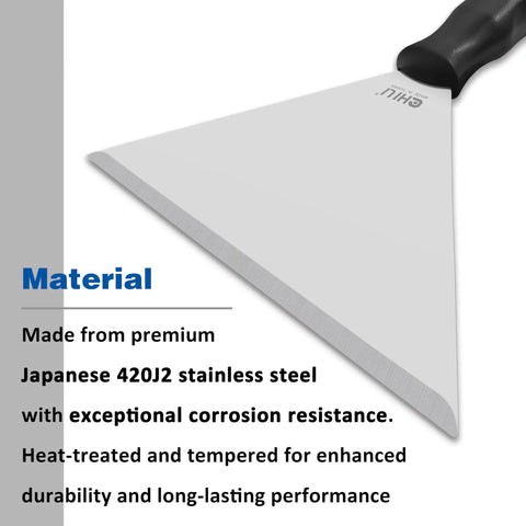 Close-up of Stainless Steel 7 Inch Pole Scraper With 1.8mm Heavy Duty Blade For Ceiling Paint Removal And Wallpaper Scraping Fits