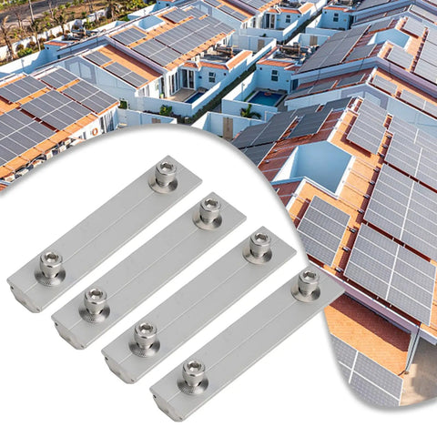 Aluminum Solar Rail Connector Kit For PV Modules, adjustable T profile mount bracket, 4 pack with rooftop solar panels