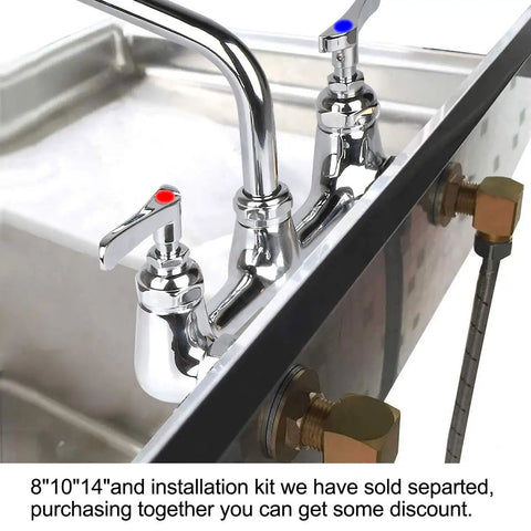 8 Inch Center Wall Mount Kitchen Sink Faucet With 12 Inch Swivel Spout And Dual Handles, Commercial Grade Backsplash Mounted Chrome Finish, Lead Free Brass, Rust Resistant, Pro Style For Home Or Restaurant Use
