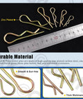R Pin Cotter Pins Kit 175 Pieces With 6 Sizes Zinc Plated Carbon Steel Hairpin Clips next to a ruler on dark background