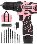 Dope Pink Cordless Drill Set For Gals Featuring Hella Lightweight Design And Butter Smooth Dual Speed Trigger With Easy Grab Handle For Nifty Home Diy Repair Jobs And Quick Fix Ups, included accessories and drill bits.