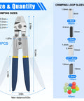 Heavy Duty Fishing Crimping Pliers Kit with crimp tool dimensions and sleeve sizes for saltwater and freshwater tackle