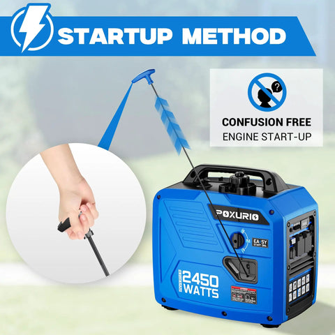 2450 Watt Portable Inverter Generator For Home And Outdoor Use Ultra Quiet 120V Gas Powered Generator For Camping pull start