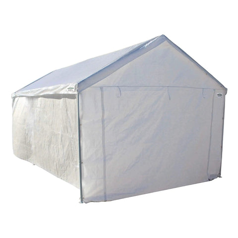 Heavy Duty 10x20 Canopy Sidewalls With Straps White Weatherproof Panels For Carport Garage Storage, Windproof Four Panels, Durable Protective Weather Cover For Inflatable Garage Covers