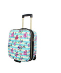 Designer Underseat Luggage For Women, 15 Inch Hardside Carry On With Two Rolling Wheels, Stripe Floral Hummingbird Pattern
