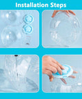 Installation steps for Dwarf Hamster Ball 5.1 Inch With Football Design Durable Running Ball For Tiny Pets with secure screws.