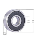 Rollerex 608-2RS skate bearing, carbon steel, 8mm ID, 22mm OD, 7mm thick, pre-lubricated