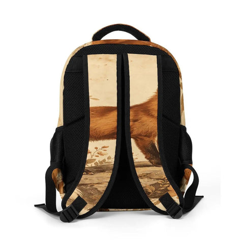 Vintage Floral Red Fox Printed Unisex Backpack With Large Capacity Durable Polyester Build Breathable Straps Smooth Zipper Go-To Everyday Carry For School Travel And Day Trips back view showing breathable straps.