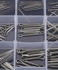304 Stainless Steel Split Cotter Pins Kit, 15 Varieties displayed in a plastic organizer, total 300 or 450 pcs