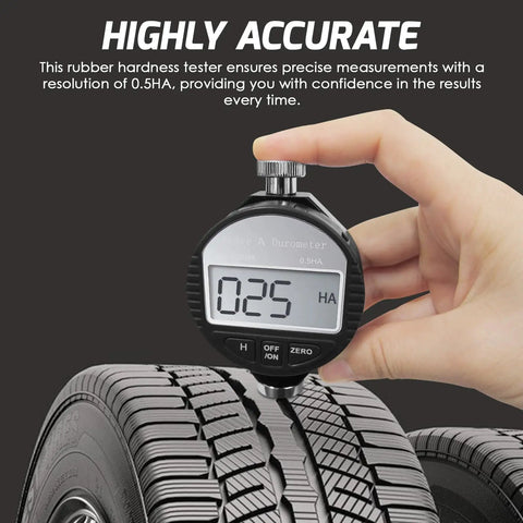 Pocket Size Shore A Hardness Meter Durometer 0-100HA Digital Tester With Large LCD Display For Rubber Leather Resin Fiber Glass Wax And More Ideal For QC And Material Testing on tire tread