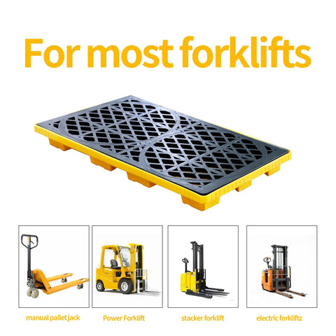 Two Drum Spill Containment Pallet With 48 By 24 By 4 Inch Beefy Footprint 2000 Pound Capacity Heavy Duty Forkliftable Tray