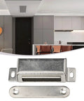 Heavy Duty Magnetic Door Catch 40kg Pull Stainless Steel Cabinet Latch Silver for Kitchen Use, Front View