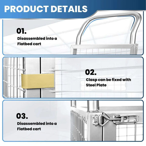 Product details of Beefy Heavy Duty Platform Cart With Cage For Industrial Use 3800 Lbs Folding Moving Dolly With 5 Inch Casters