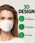 Woman wearing Top Notch KF94 Face Mask With 4 Layer Protection And 3D Design, Breathable Adult Safety Mask White, side view