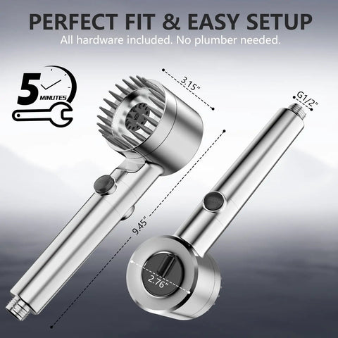 Filtered Handheld Shower Head With High Pressure Spray And Multiple Modes Power Wash For Hard Water Filter With On Off Switch